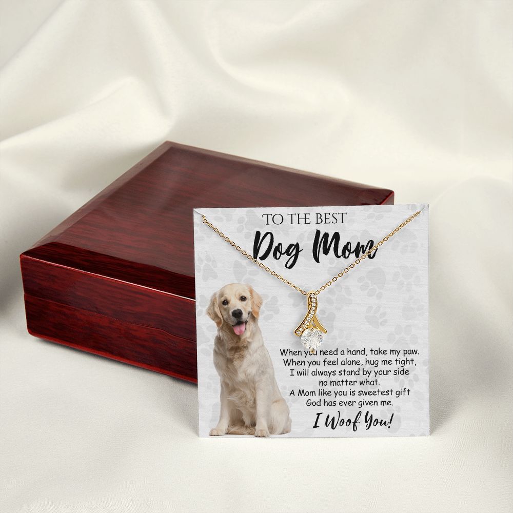 To The Best Golden Retriever Dog Mom Knot Necklace Mother's Day Gift , I Woof You Gift Card, Message Card Jewelry For Dog Lovers, Necklace For Mom Alluring Beauty Necklace