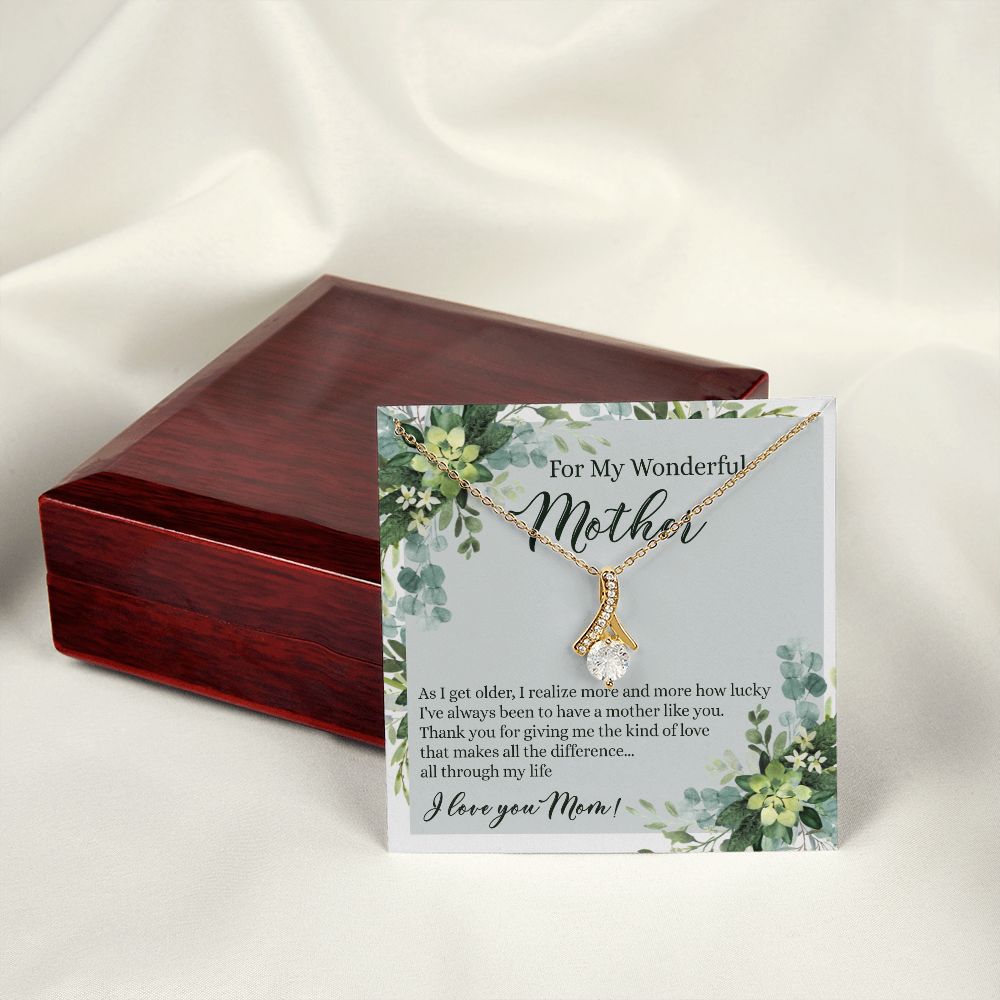 To My Wonderful Mother Necklace Message Card, Gift Box for Mom Birthday Gift From Daughter Mothers Day Necklace for Mom Gift From Daughter Mom Gifts For Mom Thank You Gift For Mom Alluring Beauty Necklace