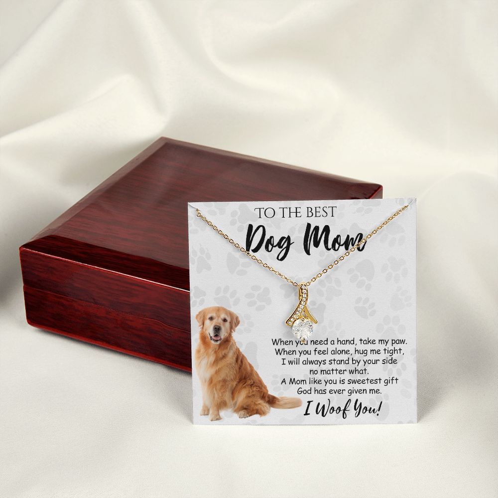 To The Best Golden Retriever Dog Mom Knot Necklace Mother's Day Gift , I Woof You Quote Gift Card, Message Card Jewelry For Dog Lovers, Necklace For Mom Alluring Beauty Necklace