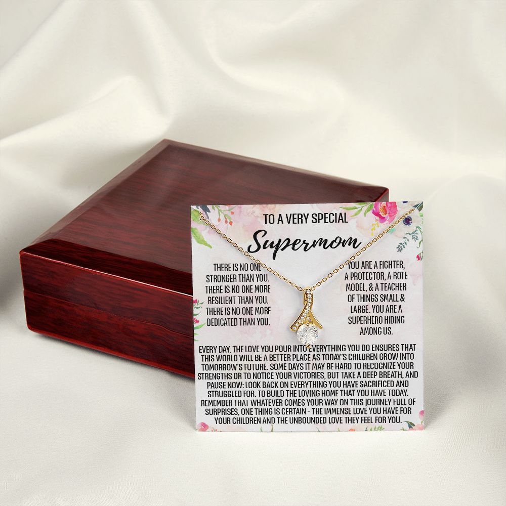 To Supermom Mom Necklace Gift for Single Mother Necklace Holiday, Christmas, Birthday Present for Single Mother, Super Mom, Mother's Day Gift Mom Jewelry for Women 301 Alluring Beauty Necklace
