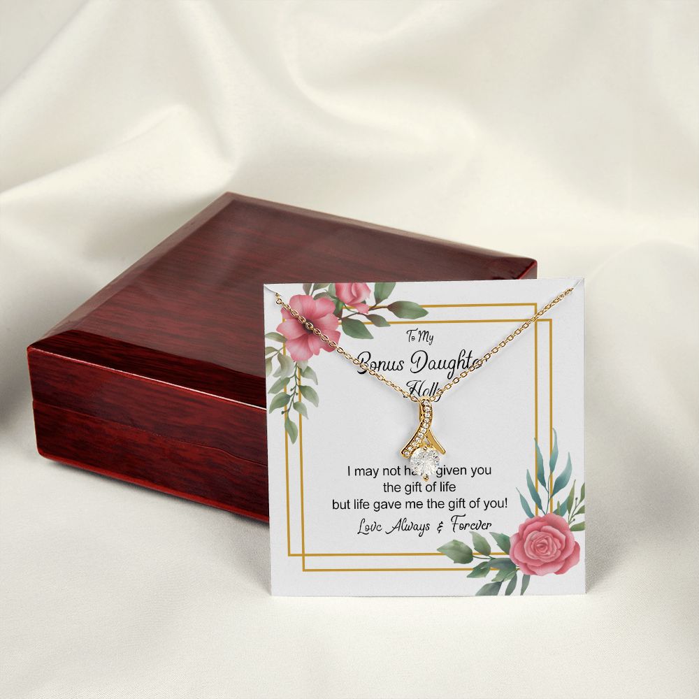 Bonus Daughter Gifts From Stepdad, Step Daughter Gifts From Stepmom, Stepdaughter Gifts From Stepdad, Father Stepdaughter Necklace, To My Bonus Daughter Necklaces, Christmas Gifts For Bonus6 Alluring Beauty Necklace