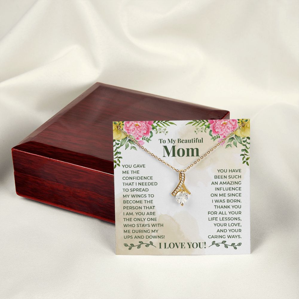 Mom Necklace Gifts for Mom from Daughter to Mom Gifts for Mothers Day from Daughter, To My Mom Necklace from Daughter to Mom Birthday Gifts Necklace with Message Card and Gift Box22 Alluring Beauty Necklace