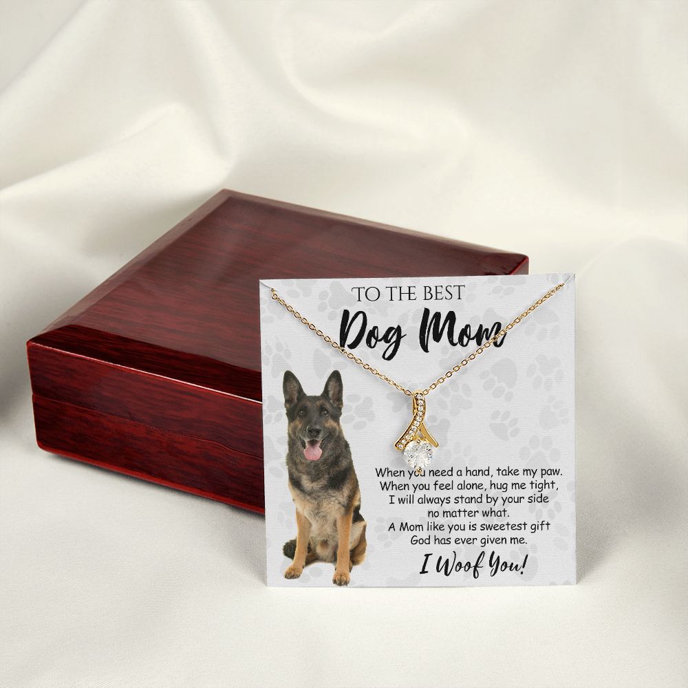 To The Best German Shepherd Dog Mom Knot Necklace Mother's Day Gift , I Woof You Quote Gift Card, Message Card Jewelry For Dog Lovers, Necklace For Mom Alluring Beauty Necklace