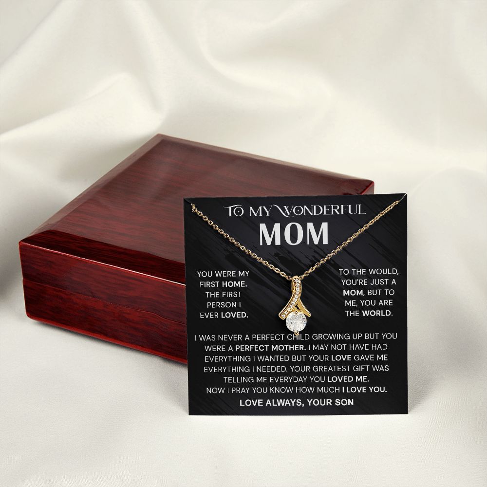 To My Wonderful Mom Necklace, Mom From Son Gift, Gift for Mother's Day From Son, Gift for Mom, Mother Gift from Son Necklace, Son to Mom Gifts, Mom gifts, Mothers Day Gift From Son Alluring Beauty Necklace