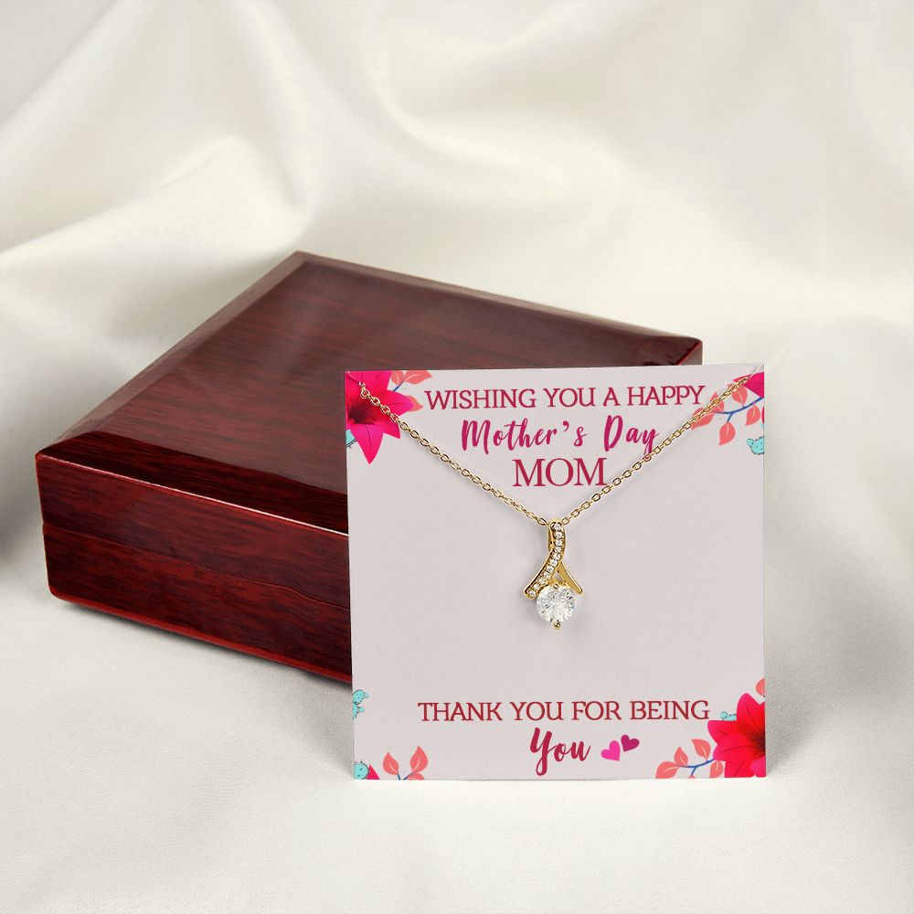 To My Mom Wishing You A Happy Mother's Day Gift From Daughter Or Son Thank You For Being You With Message Card Gift For Mom Alluring Beauty Necklace