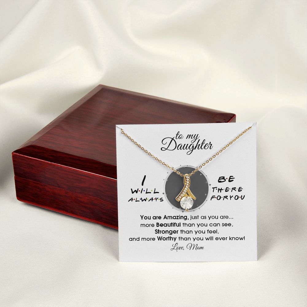 Mother Daughter Gift Ideas, To My Daughter Gift Necklace from Mom, Jewelry Pendant Present for Daughter, Birthday Christmas Gift Graduation Gifts for Daughters, Mother and Daughter Necklace 33 Alluring Beauty Necklace