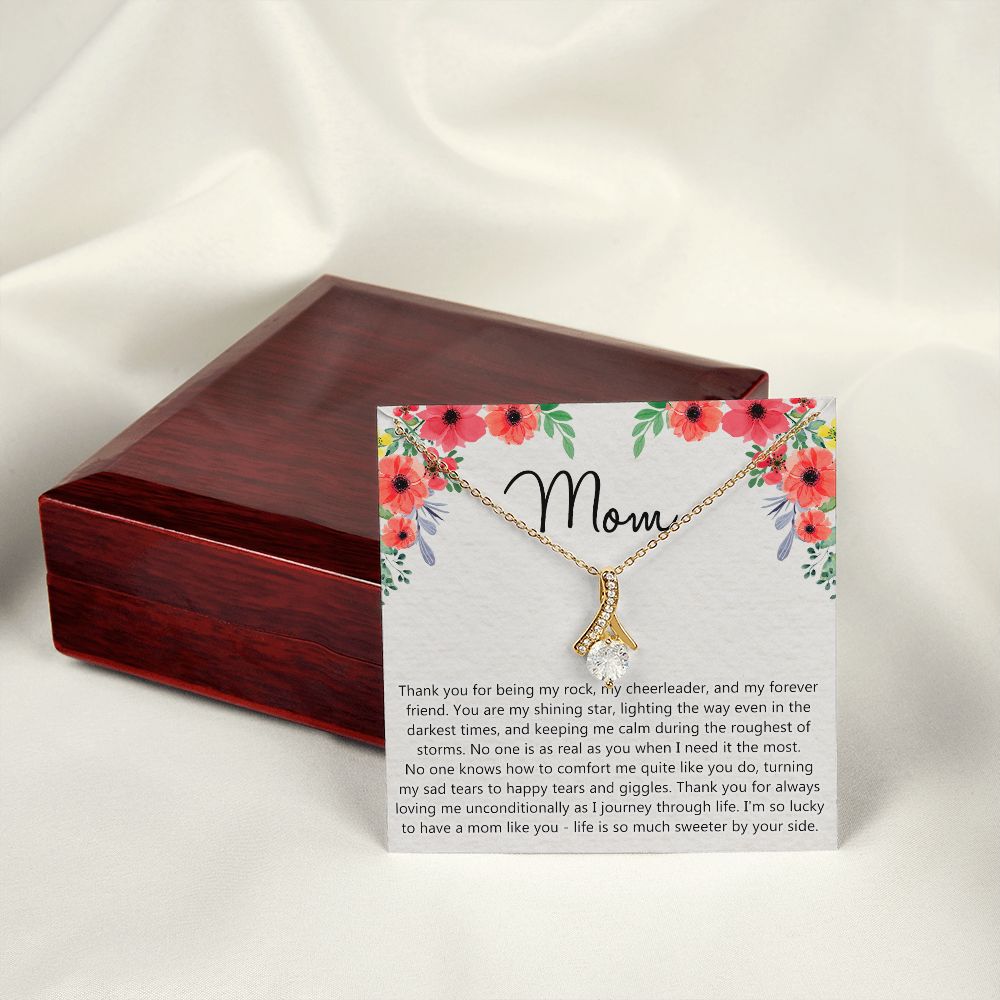 To My Mom Gift Necklace for Mother Daughter Jewelry, Thank You Mom Gift, Gift for Mom from Daughter to Mother Necklace Pendant Jewelry Box for Mom on Mother's Day Birthday Alluring Beauty Necklace