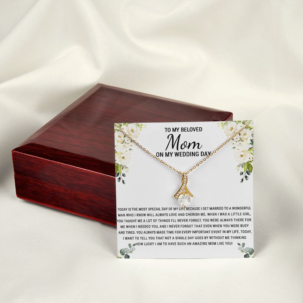 To My Beloved Mom On My Wedding Day Necklace, Daughter Gift for Mom, Bride Gift for Mother, Mother of Bride Gift, Necklace for Mother of Bride Wedding Day, To my Mom Necklace