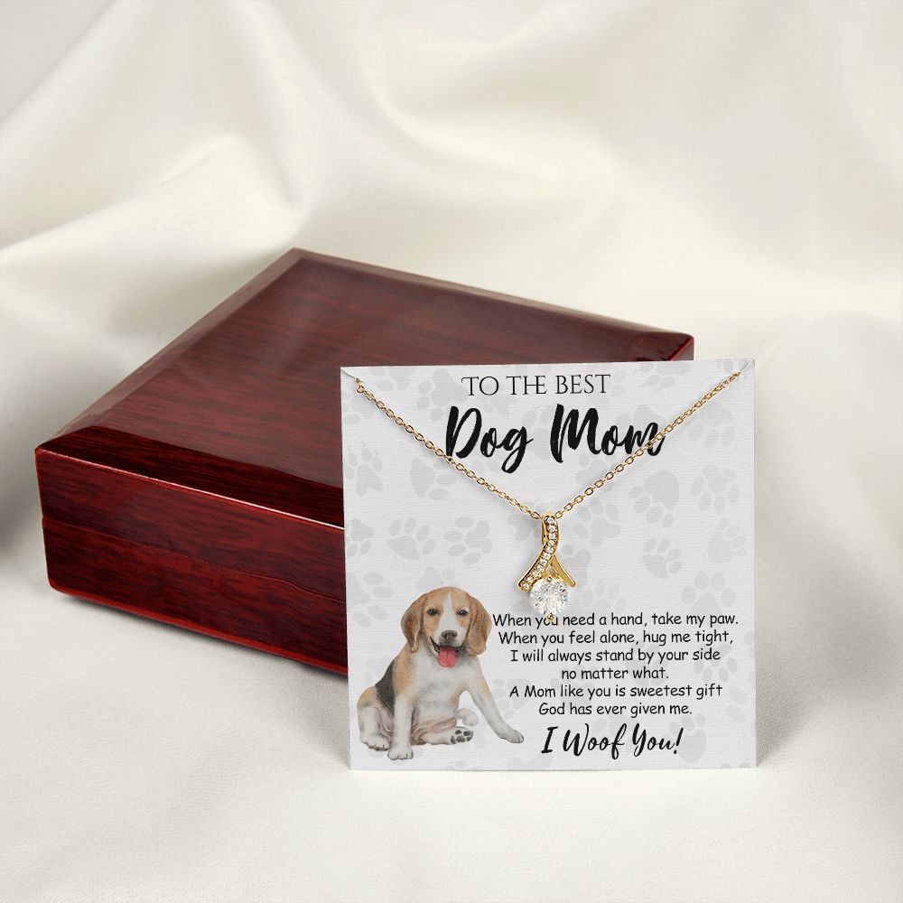 To The Best Beagle Dog Mom Knot Necklace Mother's Day Gift , I Woof You Quote Gift Card, Message Card Jewelry For Dog Lovers, Necklace For Mom Alluring Beauty Necklace