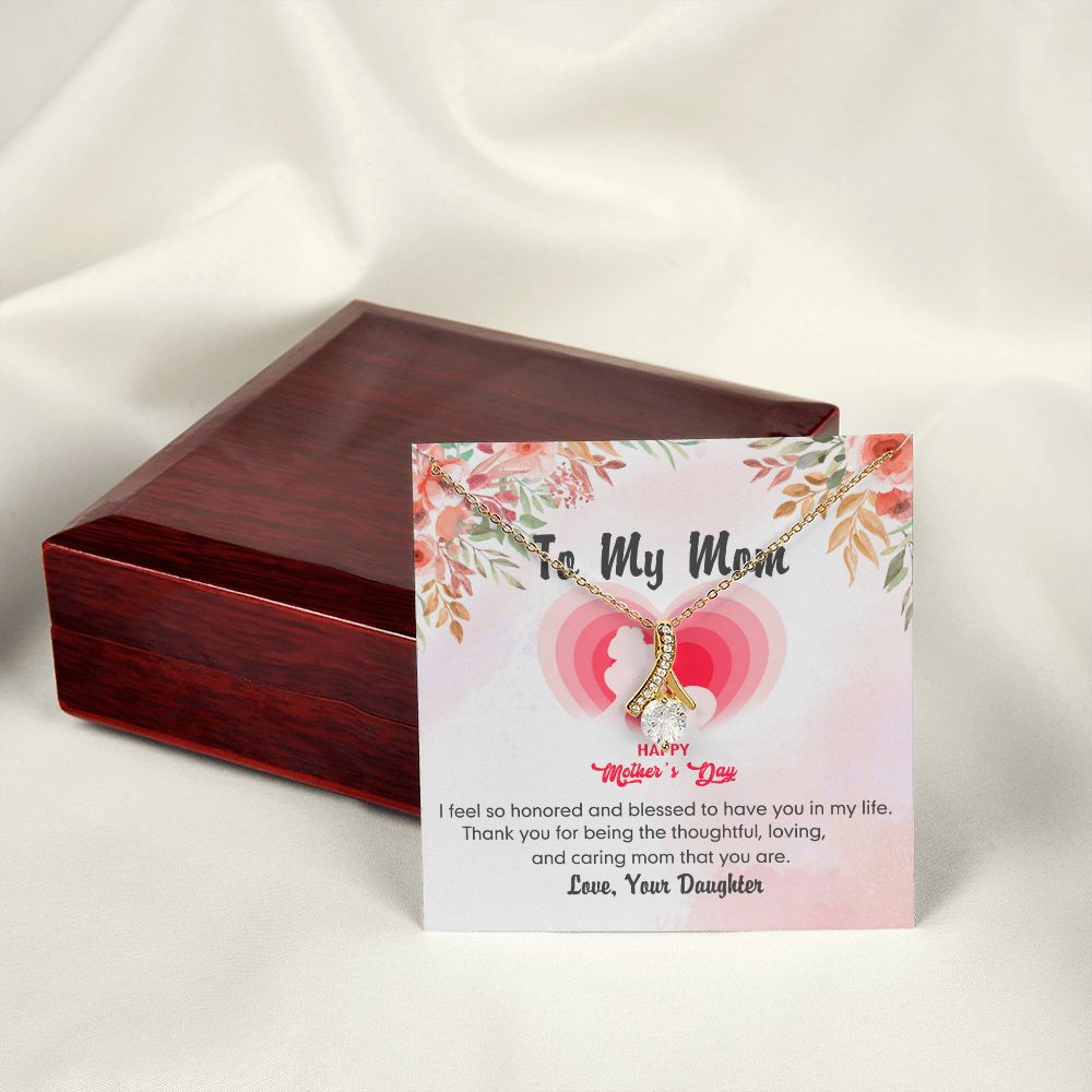 To My Mom Necklace Pendant Gift From Daughter And Happy Mother's Day Gift For Mom Birthday, Anniversary Thank You Alluring Beauty Necklace