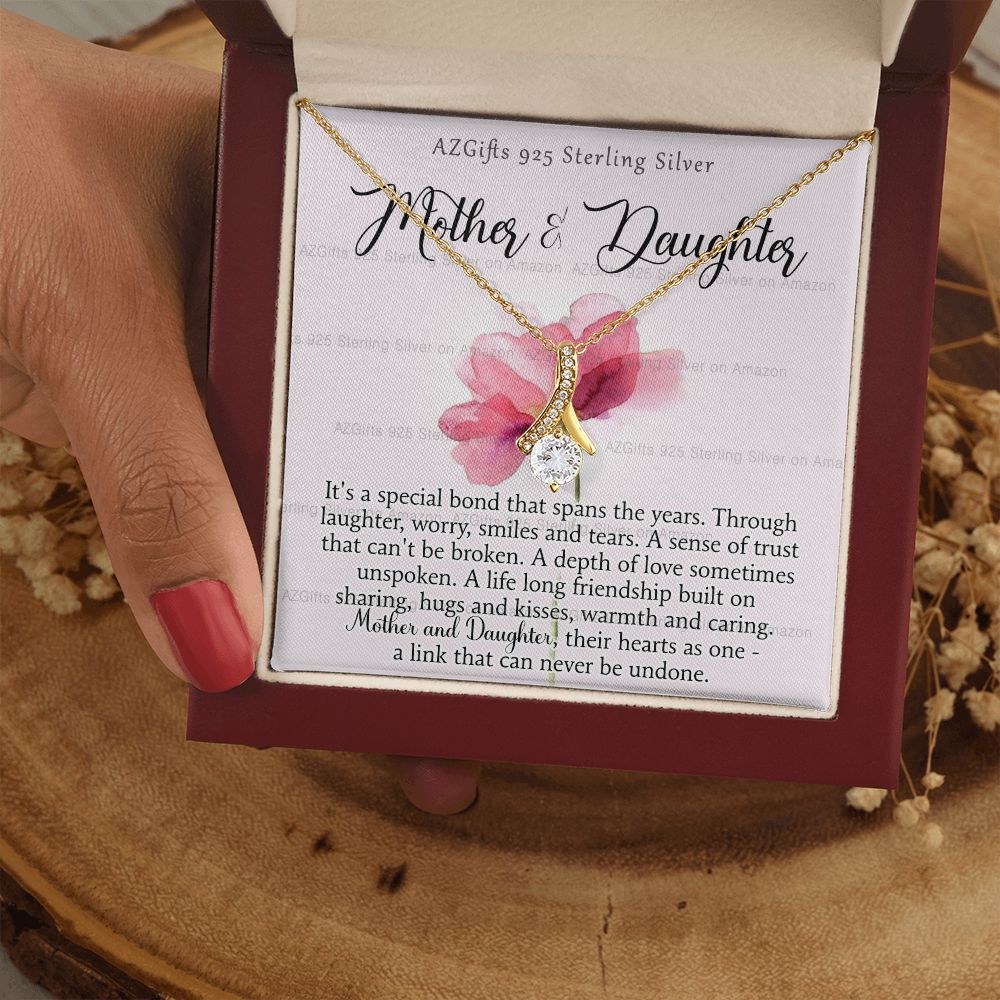 Mother Daughter Necklace with Message Card Mother Daughter Gift Mom Birthday Gift Necklace for Mom from Daughter Gift Birthday Gift for Mom Daughter Gift from Mom 301 Alluring Beauty Necklace