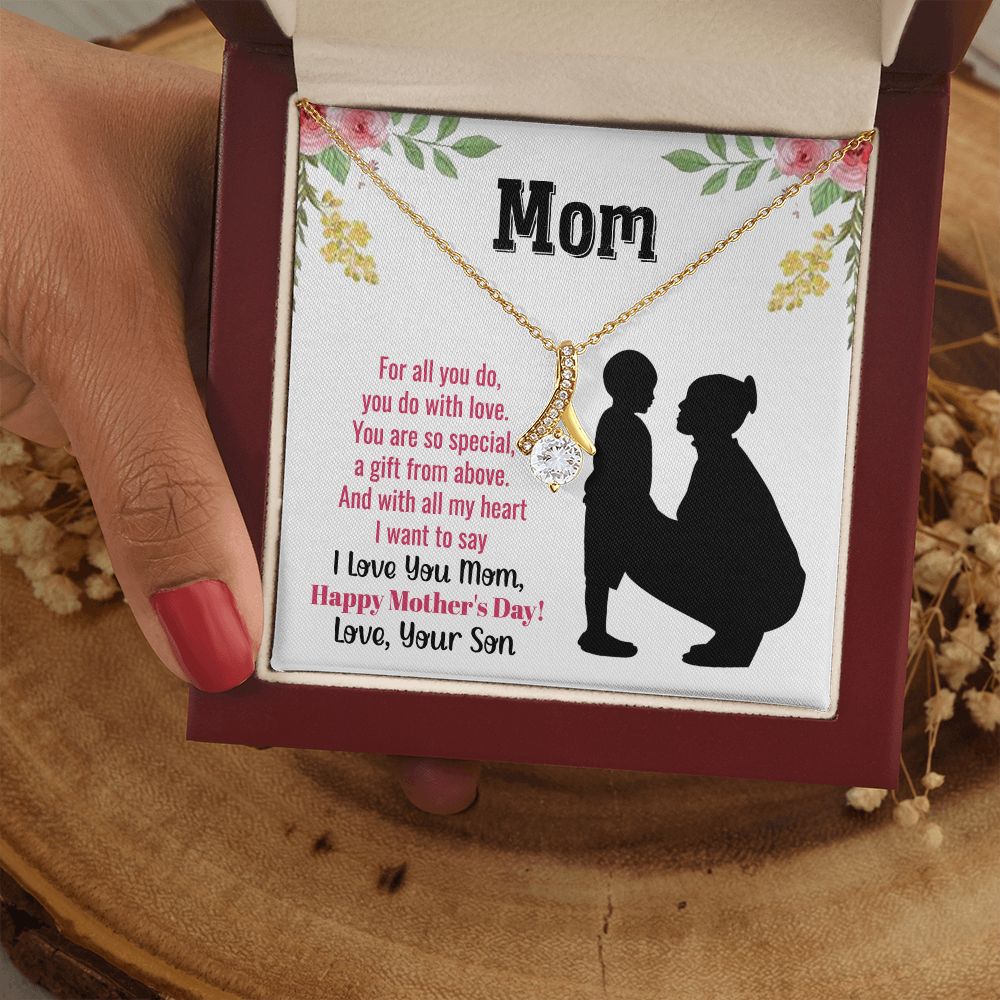 To My Mom Necklace, Gift For Mom, Mother's Day Gift from Daughter, Mom Jewelry Gift for Mothers Day, Birthday Gift for Mother, Moms Gift from Daughter Son, Necklace for Mom Mother22 Alluring Beauty Necklace