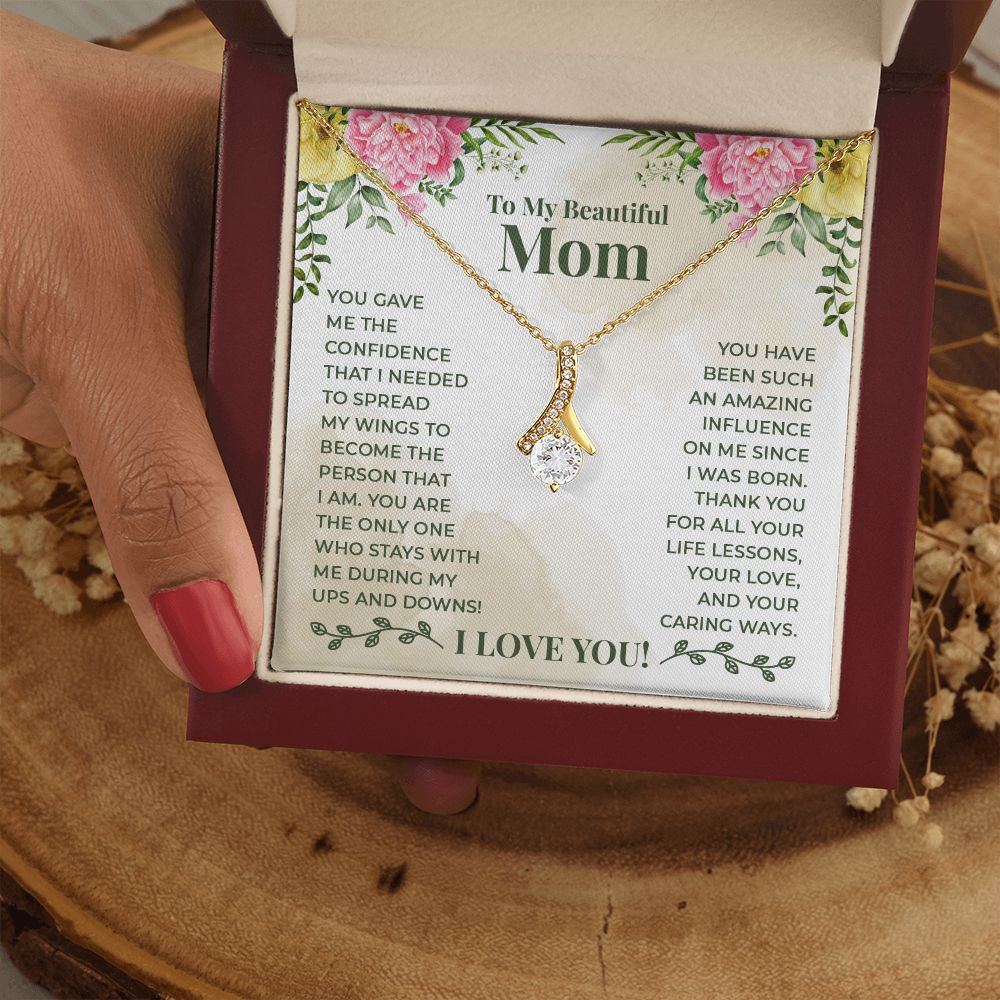 Mom Necklace Gifts for Mom from Daughter to Mom Gifts for Mothers Day from Daughter, To My Mom Necklace from Daughter to Mom Birthday Gifts Necklace with Message Card and Gift Box22 Alluring Beauty Necklace