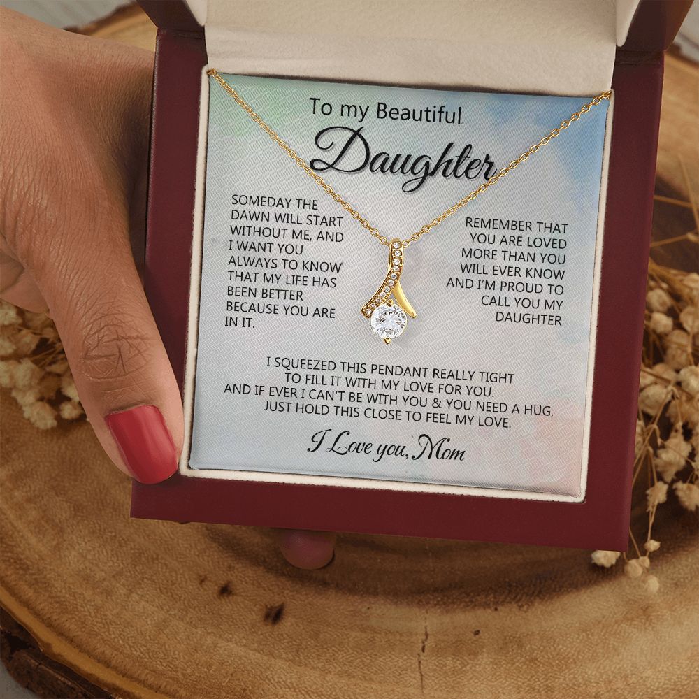 Jewelry Pendant Present for Daughter, To My Daughter Gift Necklace from Mom, Mother Daughter Gift Ideas, Birthday Christmas Gift Graduation Gifts for Daughters, Mother and Daughter Necklace 14 Alluring Beauty Necklace