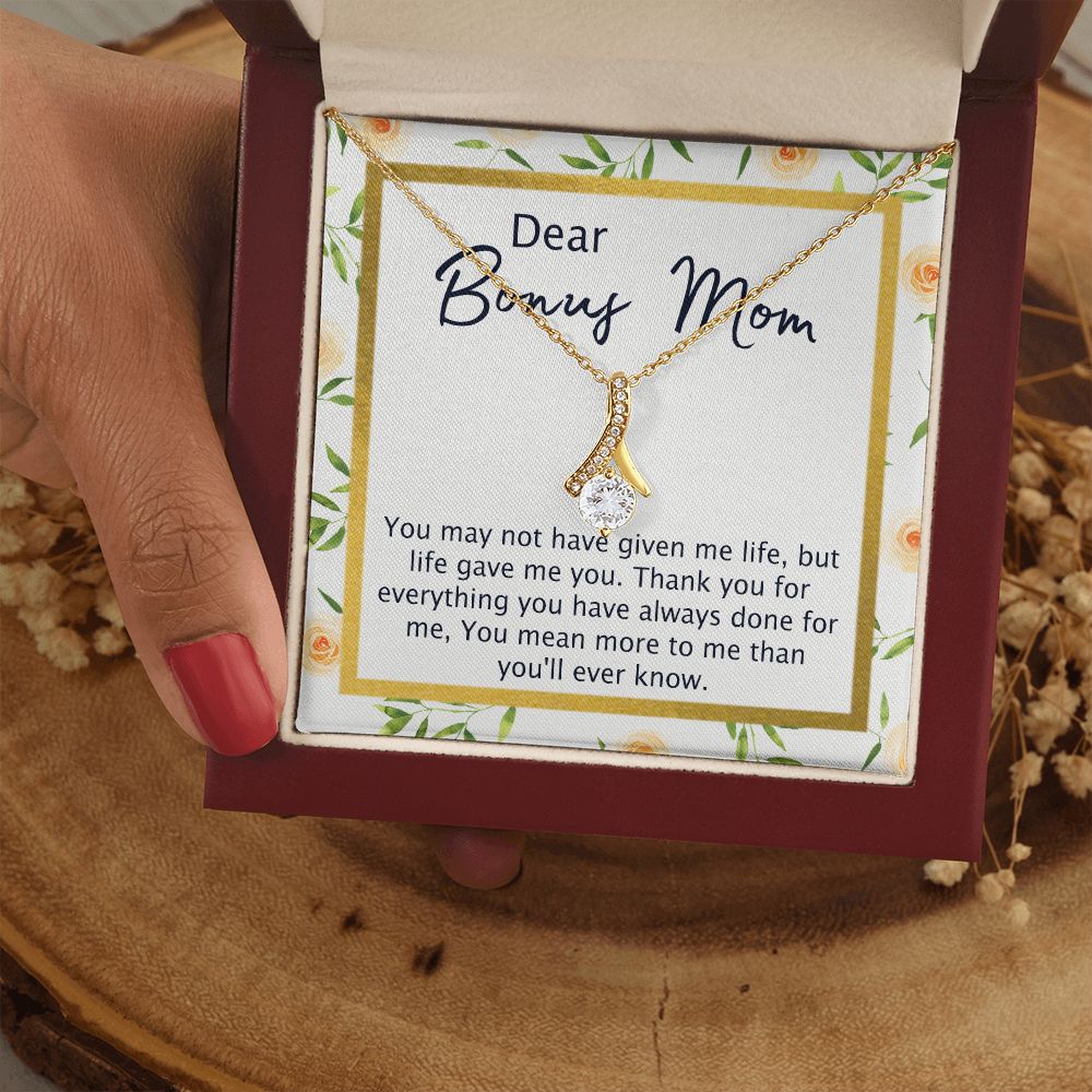 Bonus Mom Gifts, To My Bonus Mom Necklace, Bonus Mom Jewelry, Necklace for Bonus Mom, Step Daughter To Stepmother Necklace, Step Mom Necklace for Women Step Mom Mothers Day Jewelry Alluring Beauty Necklace