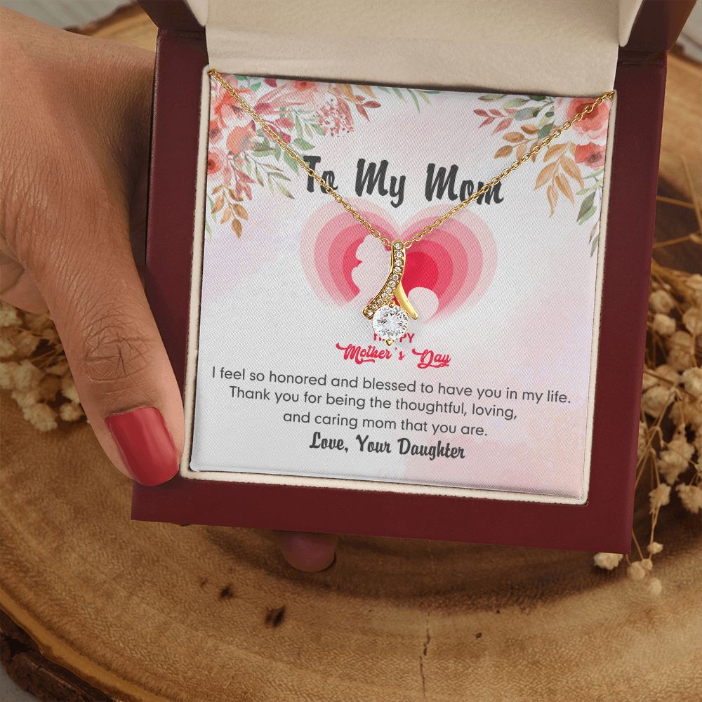 To My Mom Necklace Pendant Gift From Daughter And Happy Mother's Day Gift For Mom Birthday, Anniversary Thank You Alluring Beauty Necklace