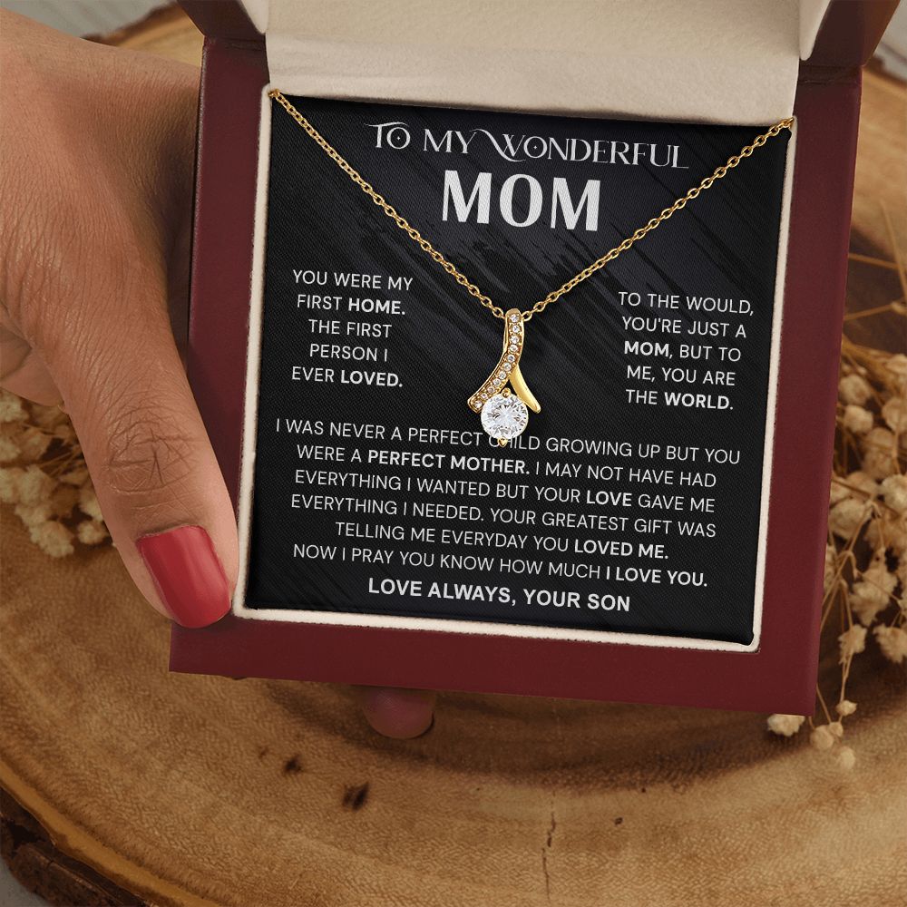 To My Wonderful Mom Necklace, Mom From Son Gift, Gift for Mother's Day From Son, Gift for Mom, Mother Gift from Son Necklace, Son to Mom Gifts, Mom gifts, Mothers Day Gift From Son Alluring Beauty Necklace