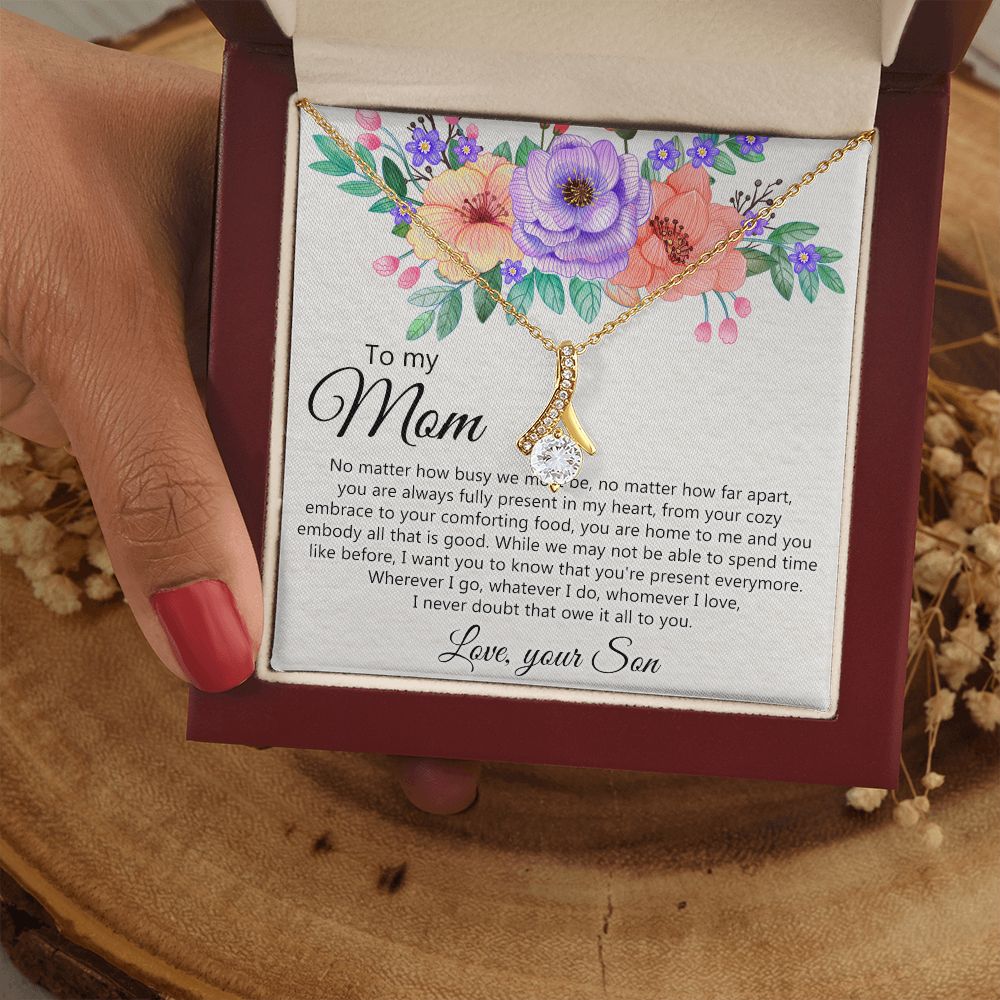 To my Mom Love Your Son Necklace, Meaningful Gift for Mom Necklace Jewelry for Women, Gift for Mom from Son, Son to Mom Jewelry Box, Mom Gift on Mother's Day Birthday Holiday Present Alluring Beauty Necklace