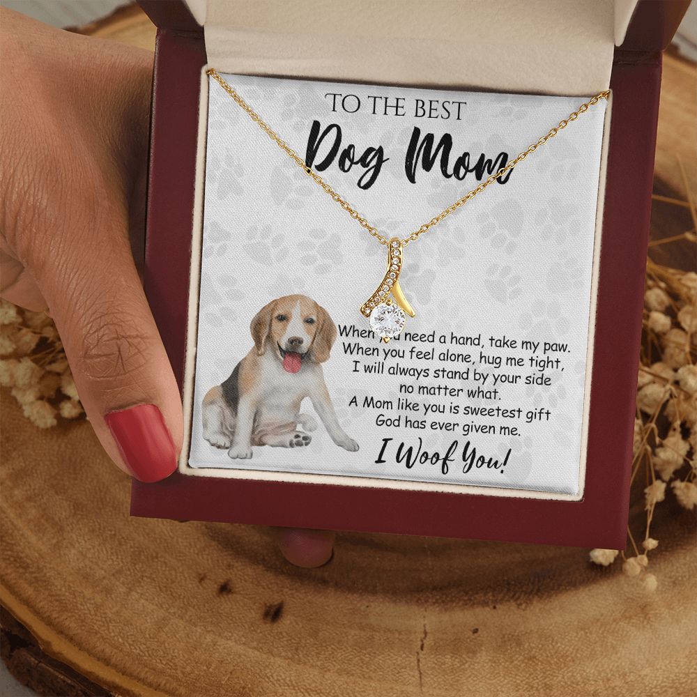 To The Best Beagle Dog Mom Knot Necklace Mother's Day Gift , I Woof You Quote Gift Card, Message Card Jewelry For Dog Lovers, Necklace For Mom Alluring Beauty Necklace