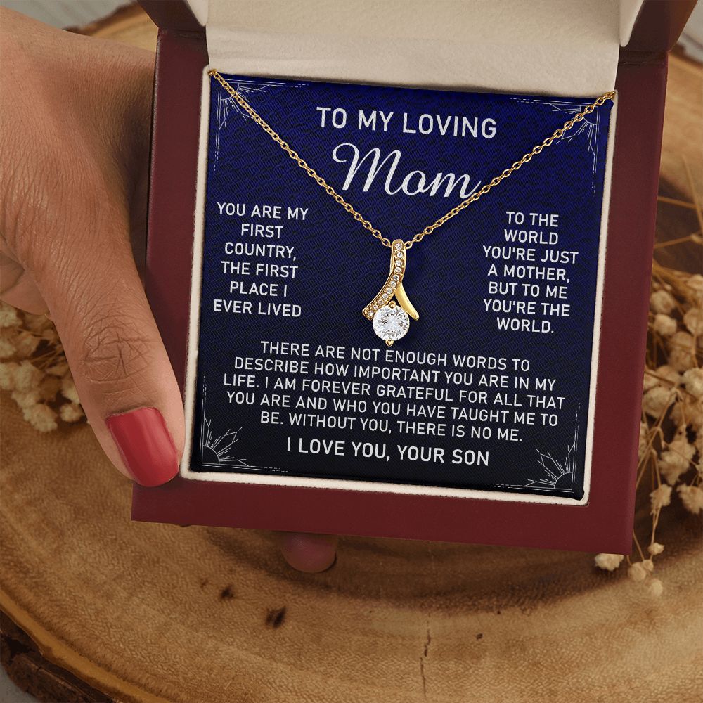 To My Loving Mom Necklace, Gift for Mom from Son, Mother's Day Jewelry Gift, Necklace for Mom Birthday Anniversary Mother's Day Jewelry Gift, To My Mom Necklace from Son Alluring Beauty Necklace