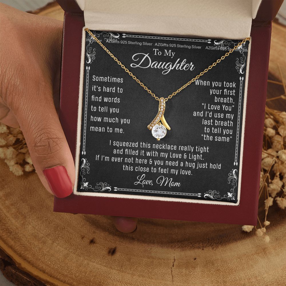 To My Daughter Necklace From Mom - Necklaces For Daughter From Mom, Mother Daughter Necklace, Gifts For Daughters From Mothers, Jewelry Gift For Badass Daughter On Birthday, Christmas, Graduation Alluring Beauty Necklace