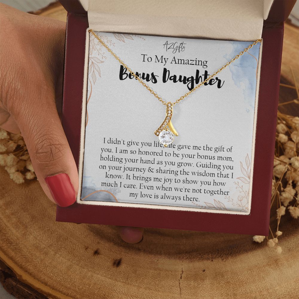 Bonus Daughter Gifts From Stepdad, Step Daughter Gifts From Stepmom, Stepdaughter Gifts From Stepdad, Father Stepdaughter Necklace, To My Bonus Daughter Necklaces, Christmas Gifts For Bonus1 Alluring Beauty Necklace