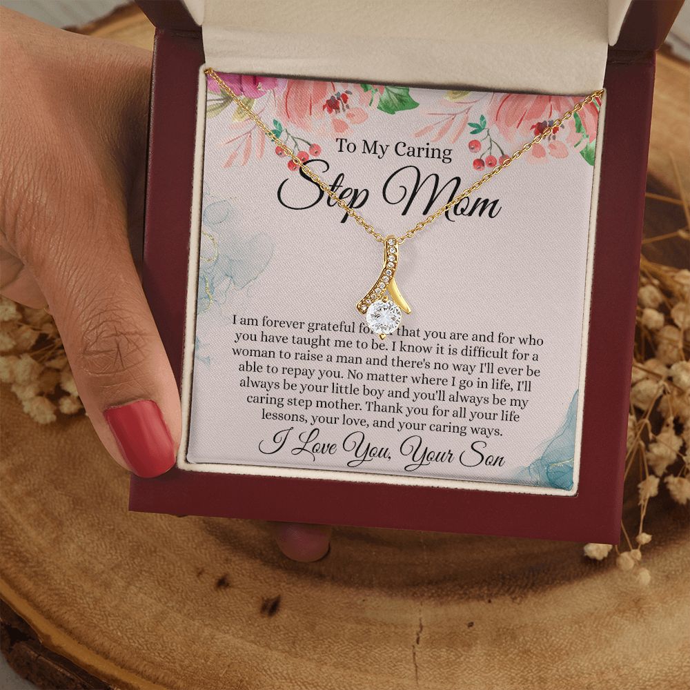 To My Step Mom Gift, Step Mom Necklace, Step Mom Gift From Son, Step Mom Mother's Day Gift From Step Son, Step Mom Birthday Gift, Step Mom Gift Necklace from Step Son Alluring Beauty Necklace