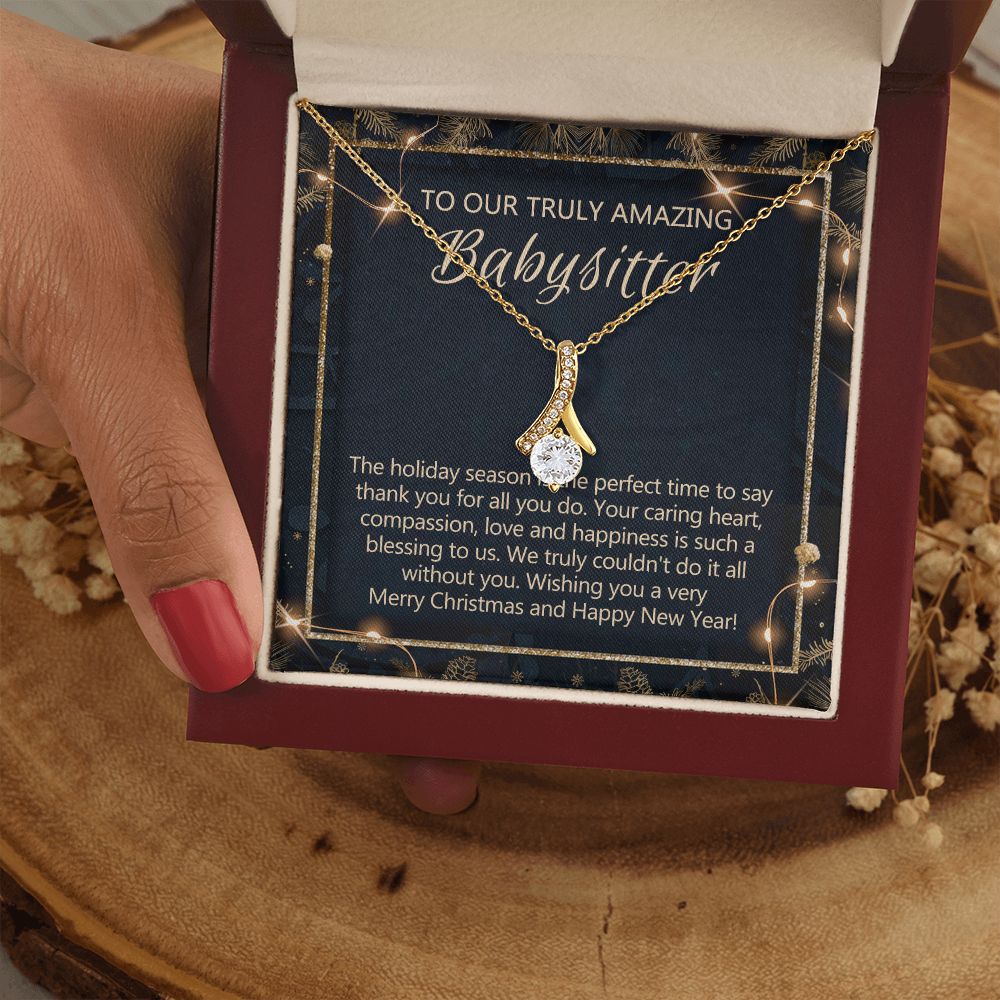 Babysitter Christmas Necklace Gift, Babysitter Gift, Christmas Babysitter Gift from Family, Merry Christmas Day Gift, Holiday Gift, Babysitter Necklace for Women 301 Alluring Beauty Necklace