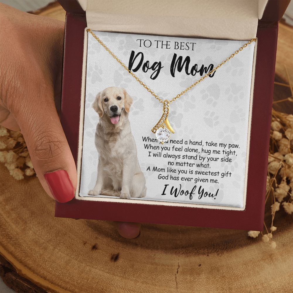 To The Best Golden Retriever Dog Mom Knot Necklace Mother's Day Gift , I Woof You Gift Card, Message Card Jewelry For Dog Lovers, Necklace For Mom Alluring Beauty Necklace