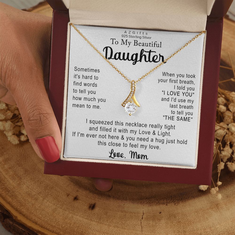 To My Daughter Necklace Gift from Mom Necklace for Daughter from Mom Mother Christmas Birthday Gifts for Teen Girls Women Gift for Daughter Jewelry Present for Her Alluring Beauty Necklace