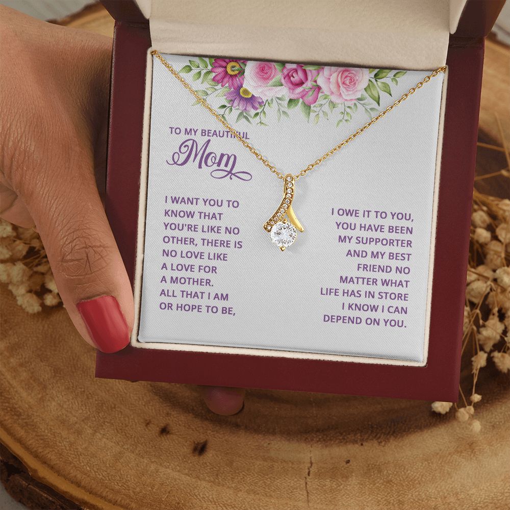Mom Necklace Gifts for Mom from Daughter to Mom Gifts for Mothers Day from Daughter, To My Mom Necklace from Daughter to Mom Birthday Gifts Necklace with Message Card and Gift Box17 Alluring Beauty Necklace
