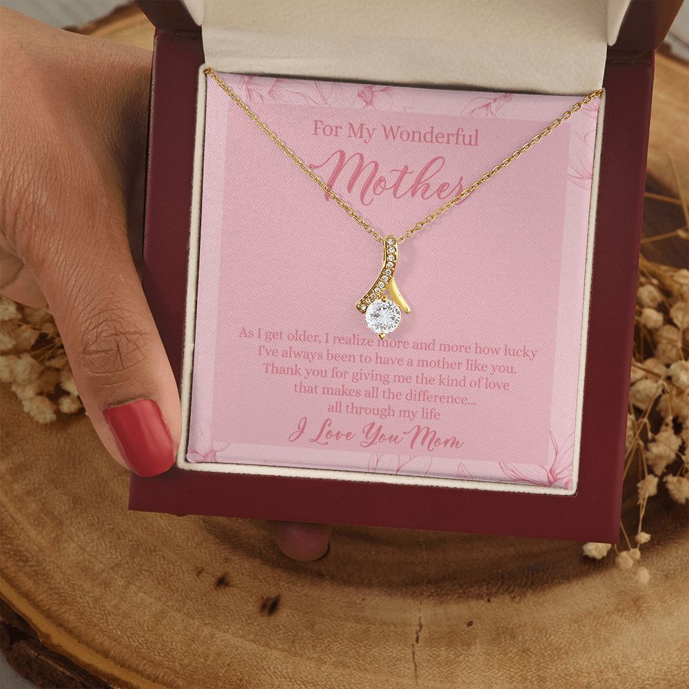 To My Wonderful Mother Necklace Message Card, Gift Box for Mom Birthday Gift From Daughter Mothers Day Necklace for Mom Gift From Daughter Mom Gifts For Wedding Mom Thank You Gift For Mom Alluring Beauty Necklace