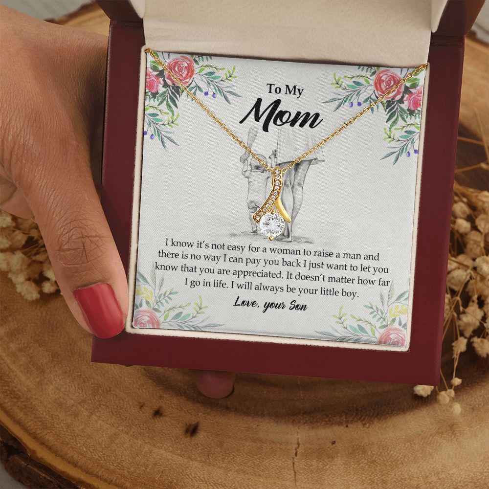 To My Mom Necklace Pendant Gift From Son And Happy Mother's Day Gift For Mom Birthday, Anniversary Your Little Boy Alluring Beauty Necklace