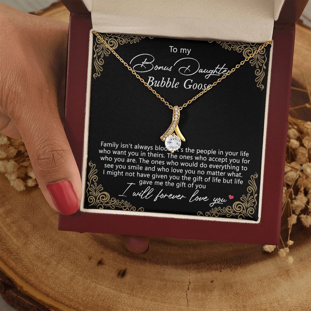 Bonus Daughter Gifts From Stepdad, Step Daughter Gifts From Stepmom, Stepdaughter Gifts From Stepdad, Father Stepdaughter Necklace, To My Bonus Daughter Necklaces, Christmas Gifts For Bonus9 Alluring Beauty Necklace