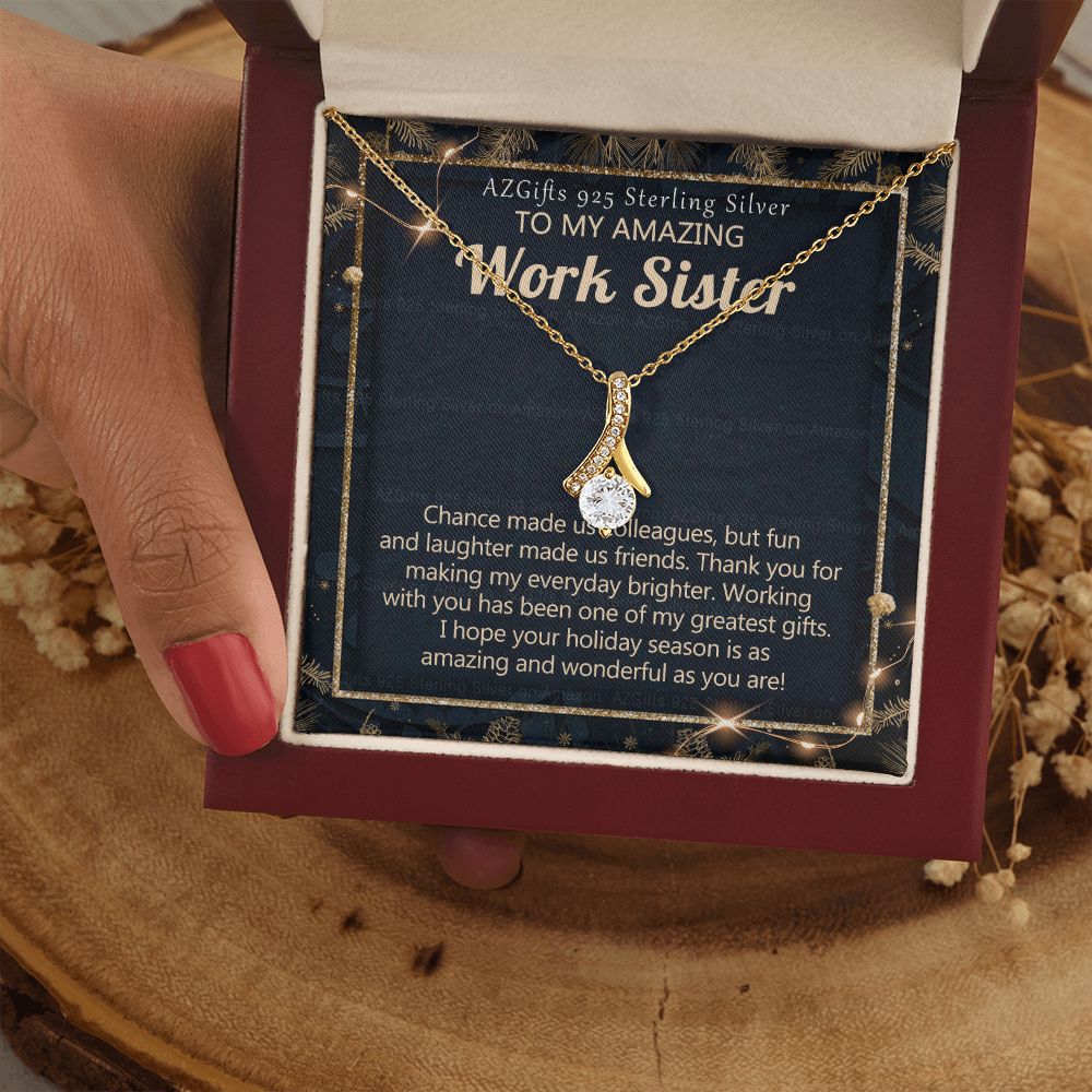 To My Work Sister Necklace Gift for Colleague Christmas Necklace for Work Sister from Co-Worker Christmas Pendant Gift for Colleague Christmas Jewelry Gift for Her Women 301 Alluring Beauty Necklace