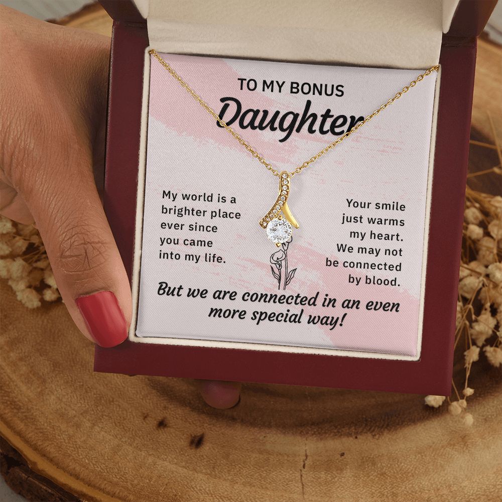 Bonus Daughter Gifts From Stepdad, Step Daughter Gifts From Stepmom, Stepdaughter Gifts From Stepdad, Father Stepdaughter Necklace, To My Bonus Daughter Necklaces, Christmas Gifts For Bonus11 Alluring Beauty Necklace