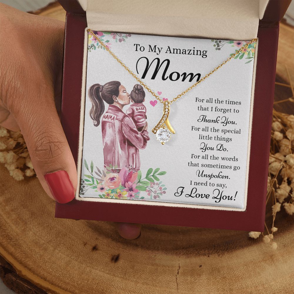 Mom Necklace Gifts for Mom from Daughter to Mom Gifts for Mothers Day from Daughter, To My Mom Necklace from Daughter to Mom Birthday Gifts Necklace with Message Card and Gift Box2240 Alluring Beauty Necklace