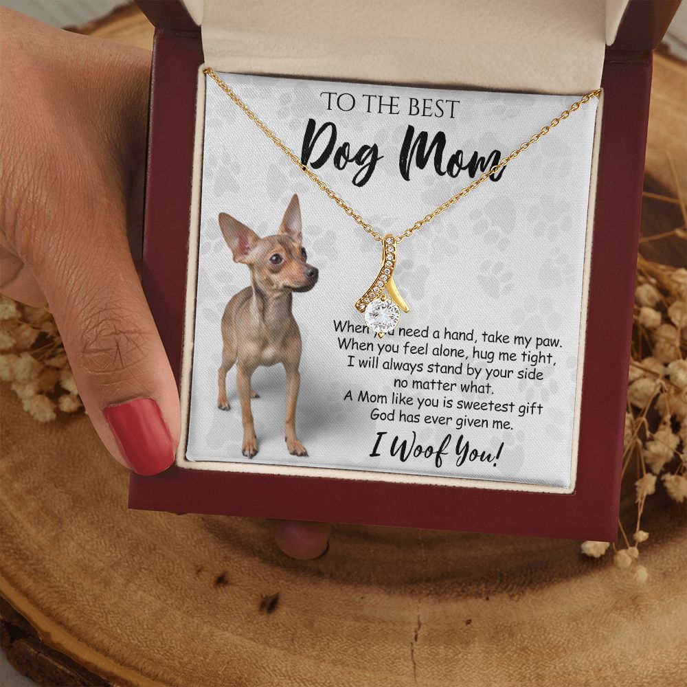 To The Best Chihuahua Dog Mom Knot Necklace Mother's Day Gift , I Woof You Quote Gift Card, Message Card Jewelry For Dog Lovers, Necklace For Mom Alluring Beauty Necklace