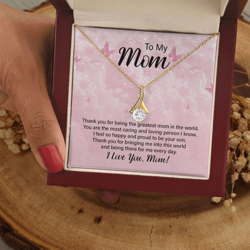 To My Mom Necklace, Gift For Mom, Mother's Day Gift from Daughter, Mom Jewelry Gift for Mothers Day, Birthday Gift for Mother, Moms Gift from Daughter Son, Necklace for Mom Mother 24 Alluring Beauty Necklace