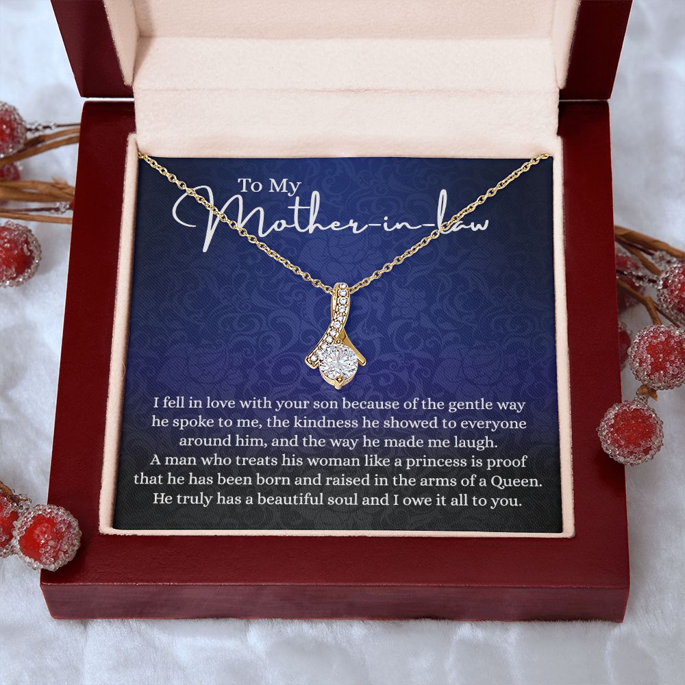 To My Mother in Law Necklace, Mother in Law Jewelry Box, Gift Card, Necklace for Mother in Law Jewelry Gift to My Mother-in-law on Wedding Day Mother's day gift for Mother in Law Alluring Beauty Necklace
