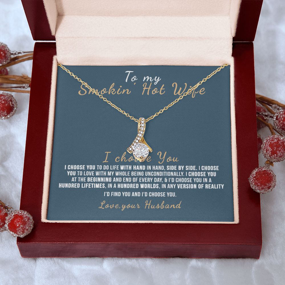 To My Wife Necklace from Husband, Personalized Necklace for Women, Luxury Necklace for Wife from Man Men, Wedding Anniversary Present For Wife, Beautiful Wife Jewelry Christmas Birthday Gift For Wife12 Alluring Beauty Necklace