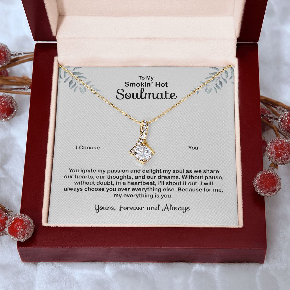 To My Soulmate Necklace for Women Birthday Valentines Day Jewelry Gifts For My Wife with Message Card Box Personalized Gift Present Pendant for Future Wife Soulmate Girlfriend Love 4 Alluring Beauty Necklace