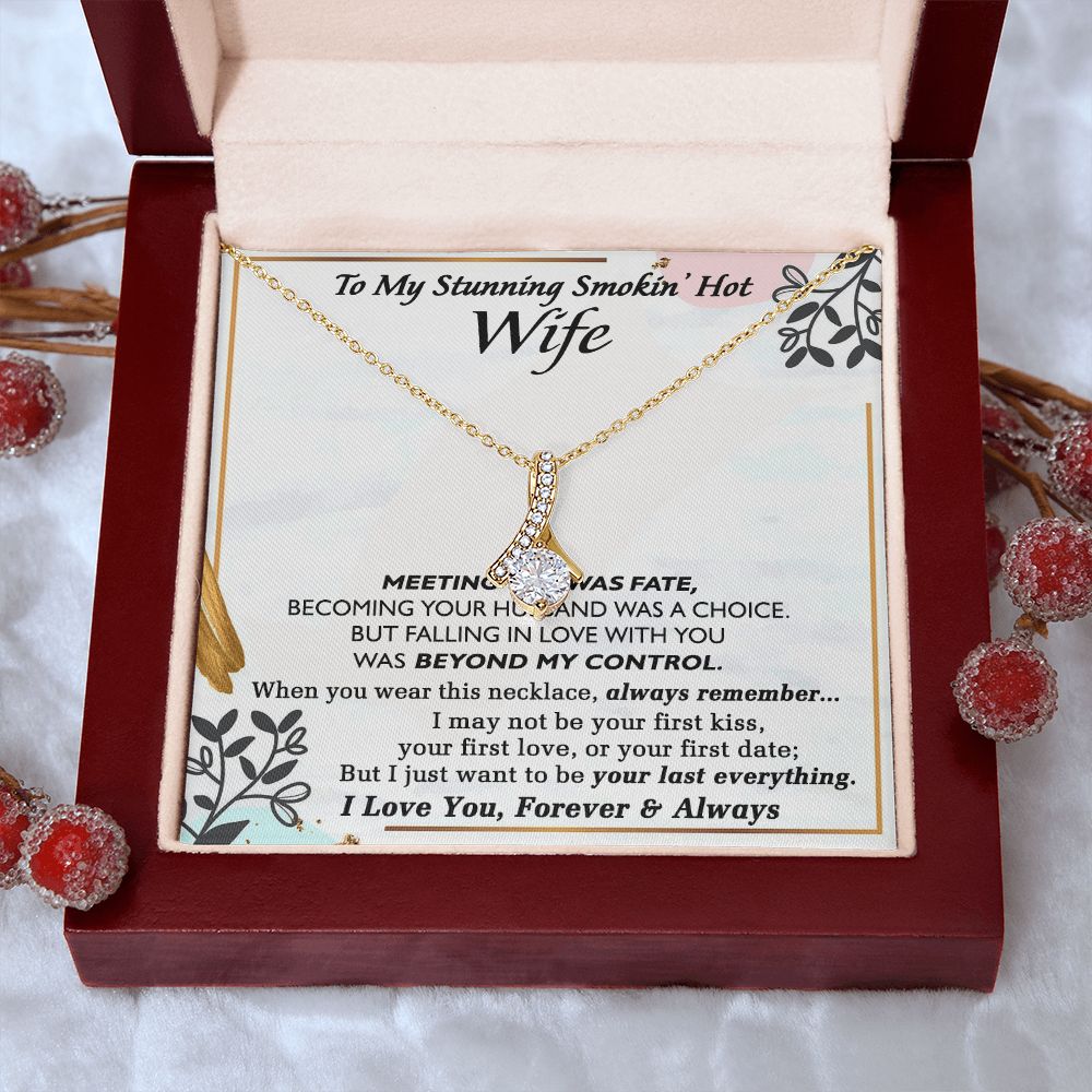 To My Smokin Hot Wife Necklace, Wedding Anniversary Jewelry For Women, Necklace For Wife from Husband, Gifts For Wife Birthday Gifts Necklace, Jewelry With Message Card In A Gift Box Alluring Beauty Necklace