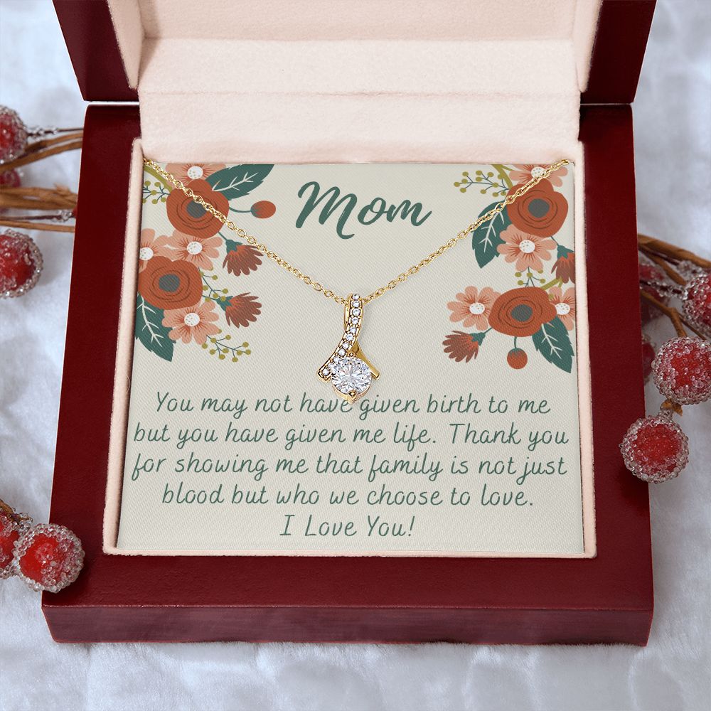 To My Mom Love Knot Necklace Gift for Stepmom Birthday Present Idea for Mother Alluring Beauty Necklace