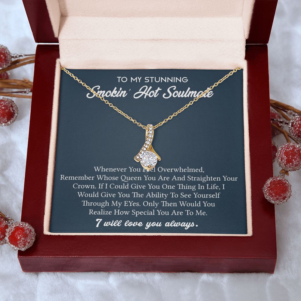 To My Soulmate Necklace for Women Birthday Valentines Day Jewelry Gifts For My Wife with Message Card Box Personalized Gift Present Pendant for Future Wife Soulmate Girlfriend Love 5 Alluring Beauty Necklace