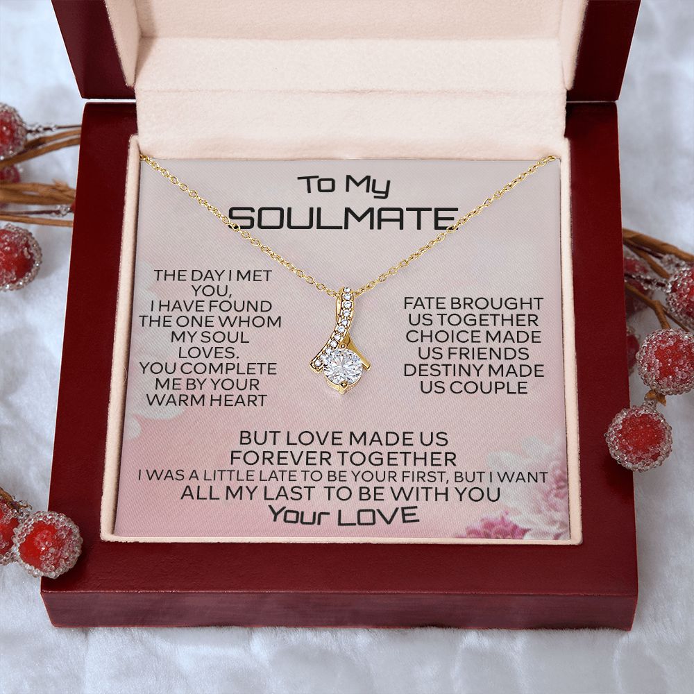 To My Soulmate Necklace for Women Birthday Christmas Jewelry Gifts For My Wife with Message Card Box Personalized Gift Present Pendant for Future Wife Soulmate Girlfriend Love 2 Alluring Beauty Necklace