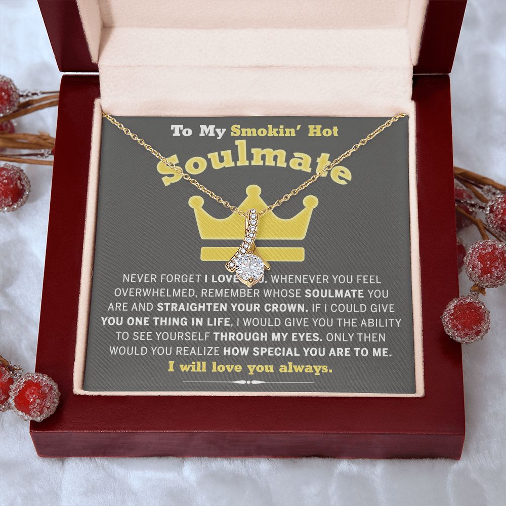 To My Soulmate Necklace for Women Birthday Valentines Day Jewelry Gifts For My Wife with Message Card Box Personalized Gift Present Pendant for Future Wife Soulmate Girlfriend Love 8 Alluring Beauty Necklace
