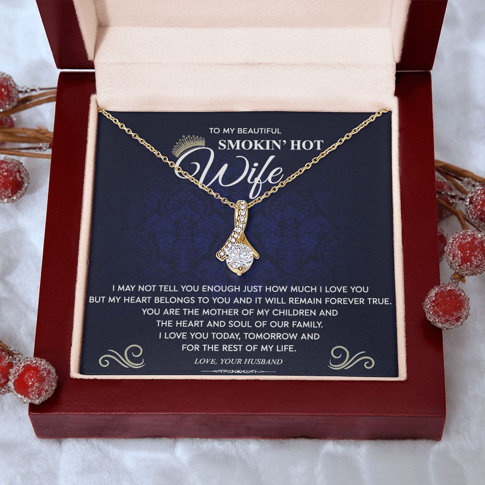 To My Wife Necklace from Husband, Personalized Necklace for Women, Luxury Necklace for Wife from Man Men, Wedding Anniversary Present For Wife, Beautiful Wife Jewelry Christmas Birthday Gift For Wife10 Alluring Beauty Necklace