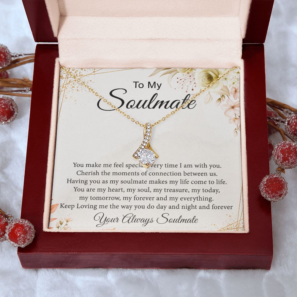 To My Soulmate Necklace for Women Birthday Christmas Jewelry Gifts For My Wife with Message Card Box Personalized Gift Present Pendant for Future Wife Soulmate Girlfriend Love 26 Alluring Beauty Necklace