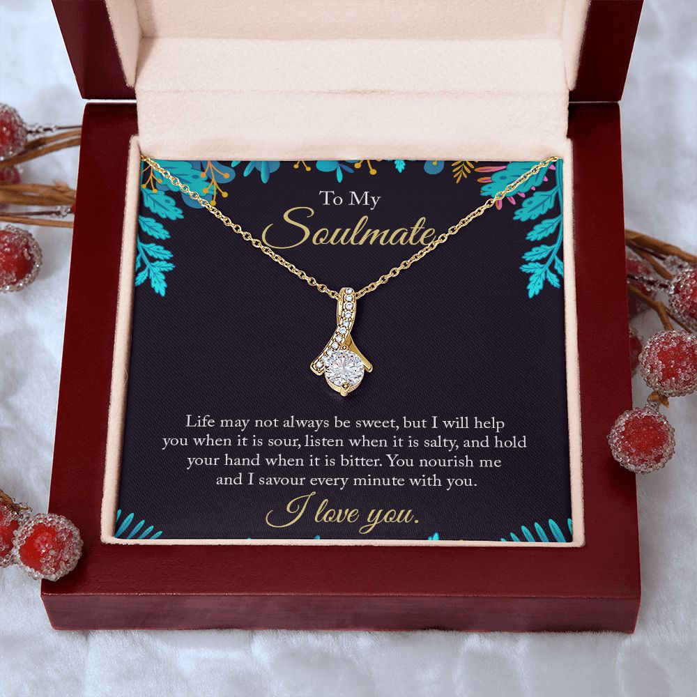 To My Soulmate Necklace for Women Birthday Christmas Jewelry Gifts For My Wife with Message Card Box Personalized Gift Present Pendant for Future Wife Soulmate Girlfriend Love 16 Alluring Beauty Necklace